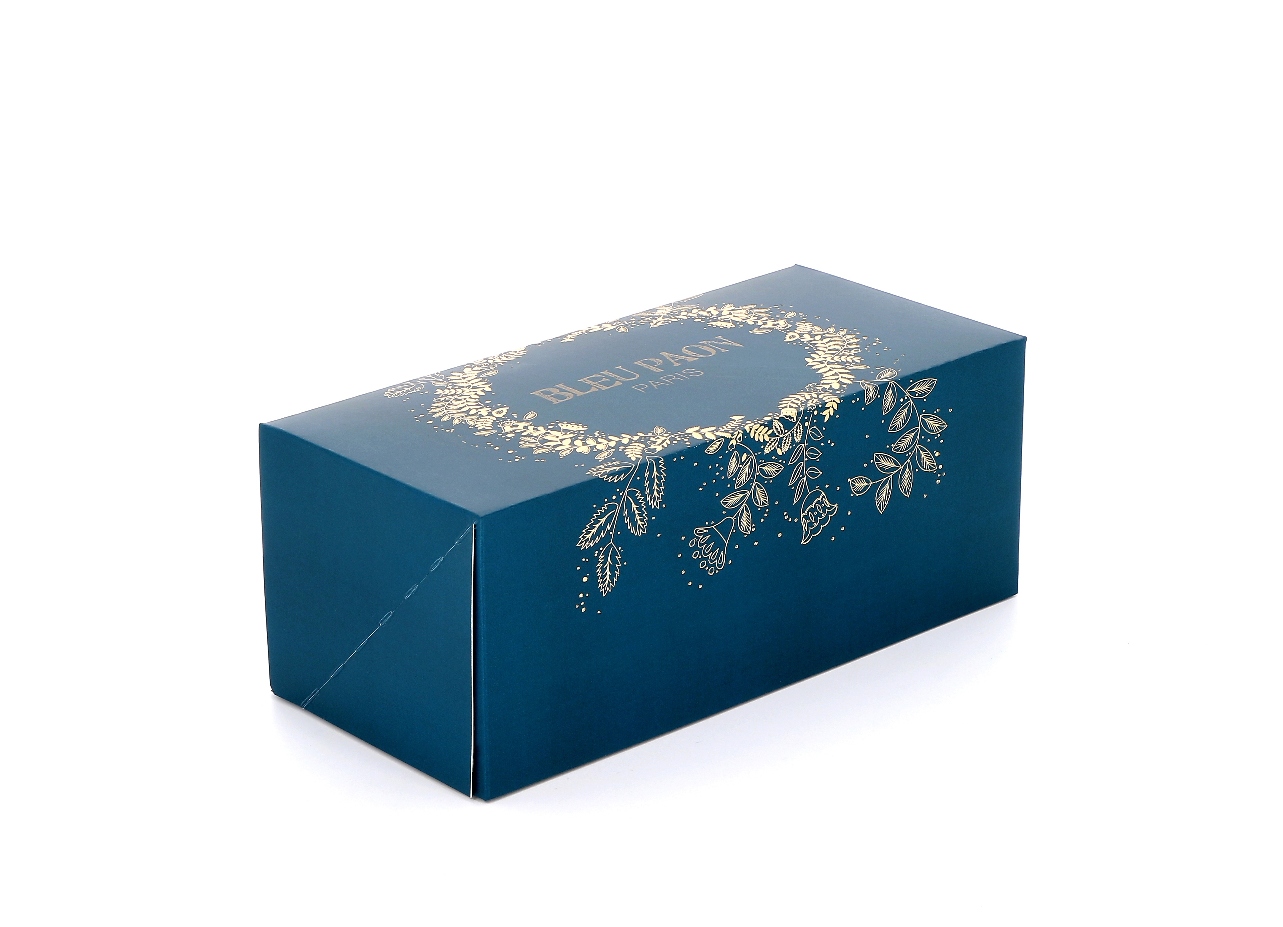 Boîte Bûche Bleu Paon couronne - Thibault Bergeron